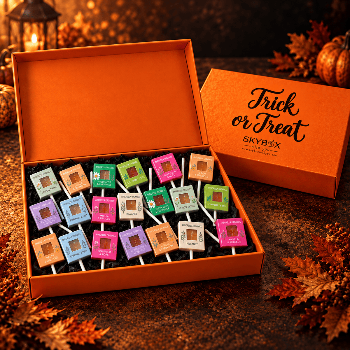 Trick or Treat Organic Plantable Lollipop Orange Gift Box