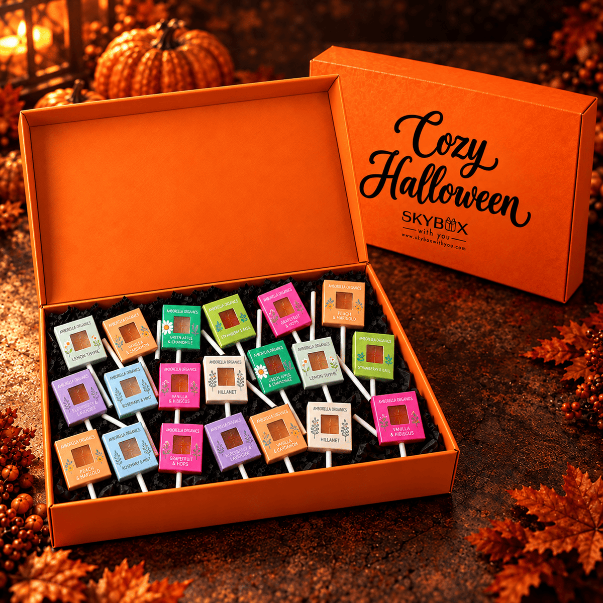 Cozy Halloween Organic Plantable Lollipop Orange Gift Box